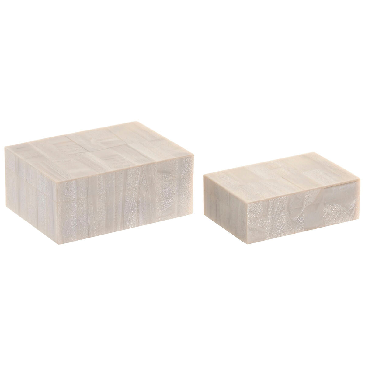 Boîte à bijoux Home ESPRIT Blanc Résine Bois de manguier 18 x 13 x 7,5 cm (2 Pièces)