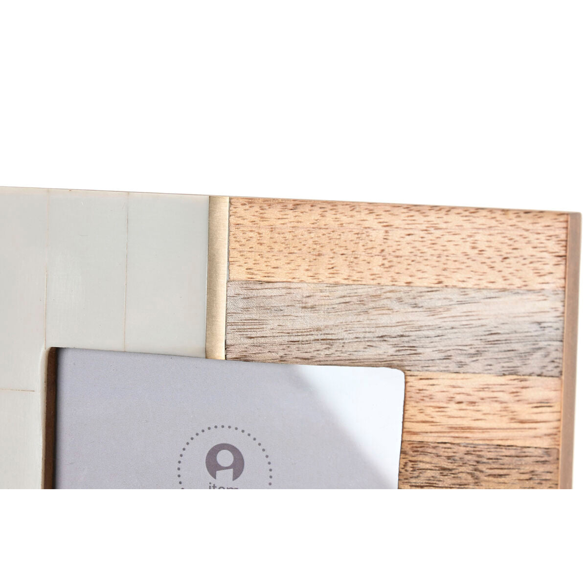 Cadre photo Home ESPRIT Blanc Marron Résine Bois de manguier Scandinave (3 Unités)