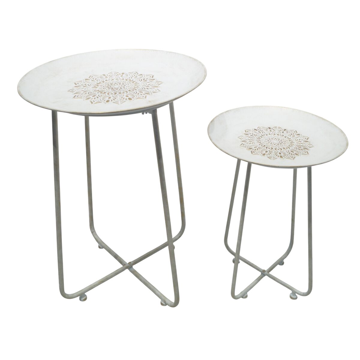 Table d'appoint Home ESPRIT Blanc Doré 48 x 48 x 66 cm