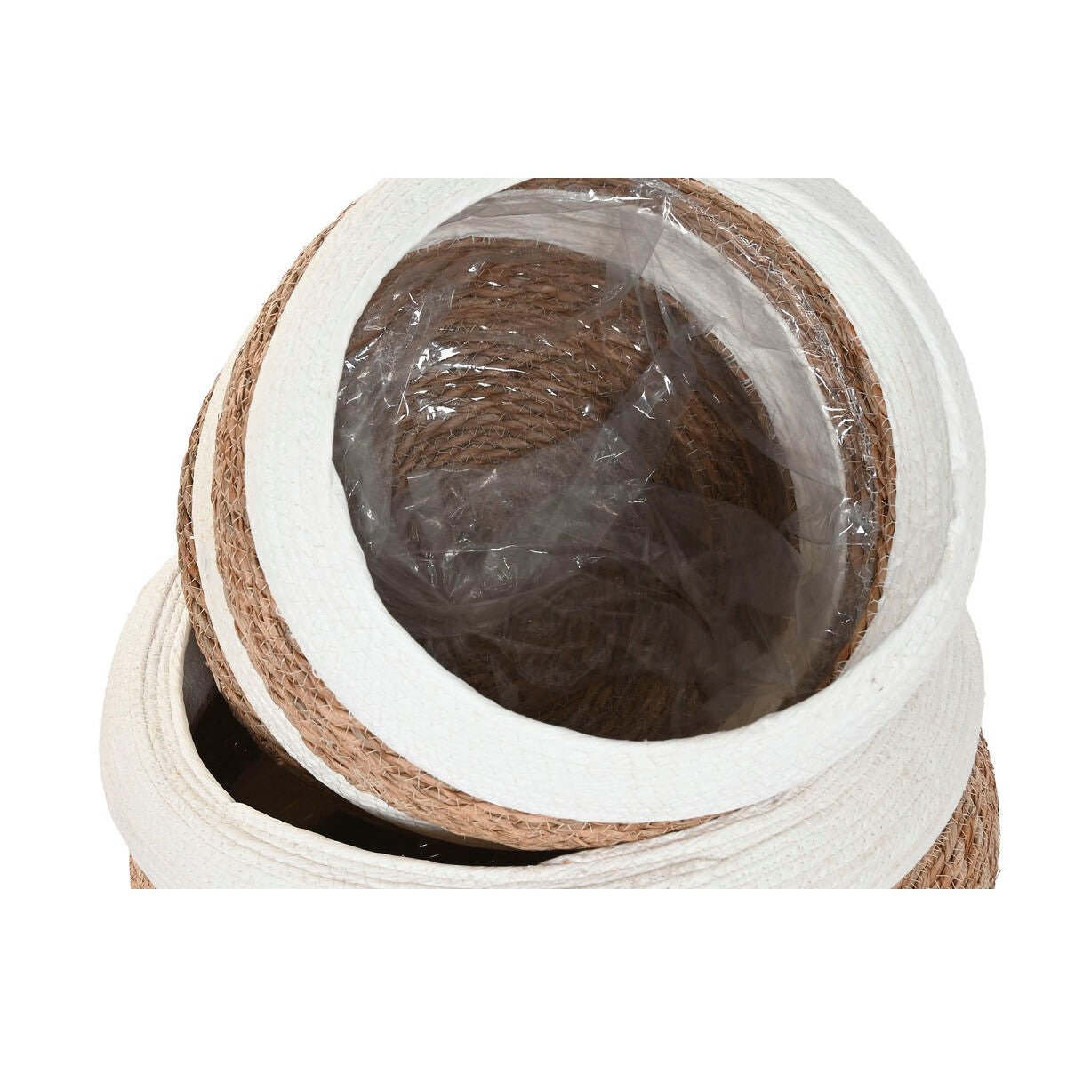 Cache-pot Home ESPRIT Bicolore Fibre Urbaine (3 Pièces)