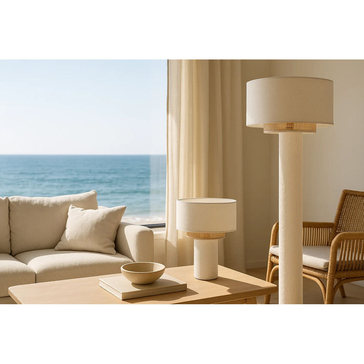 Lampe de bureau Home ESPRIT Blanc Naturel 50 W 220 V