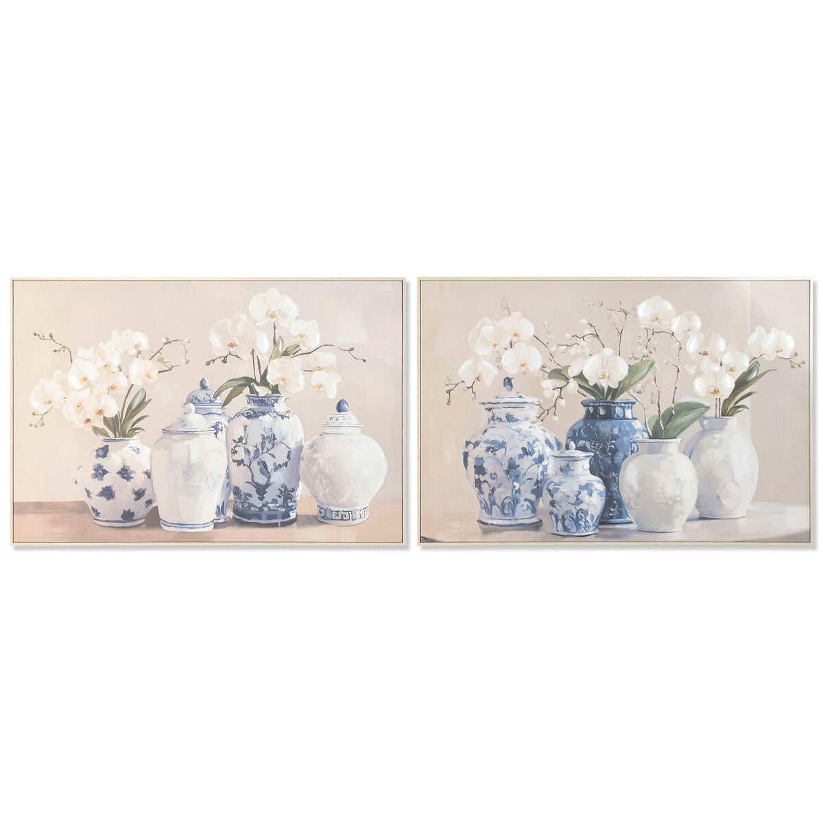 Toile Home ESPRIT Bleu Blanc Oriental Vase 122,5 X 4,5 X 82,5 CM (2 Unités)