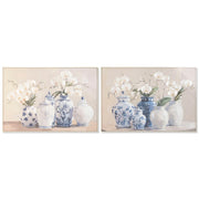 Toile Home ESPRIT Bleu Blanc Oriental Vase 122,5 X 4,5 X 82,5 CM (2 Unités)