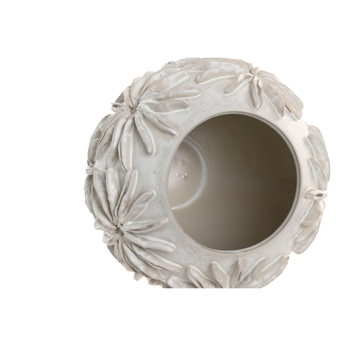 Vase Home ESPRIT Blanc Céramique Style artisanal Feuille d'une plante 22 x 22 x 25 cm