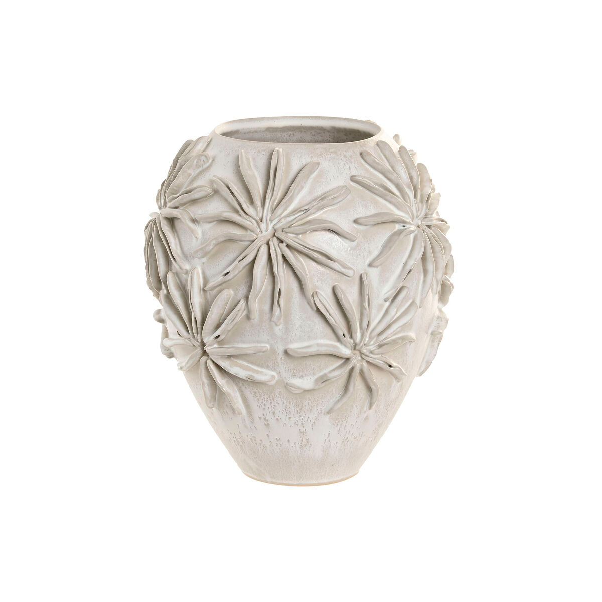 Vase Home ESPRIT Blanc Céramique Style artisanal Feuille d'une plante 22 x 22 x 25 cm