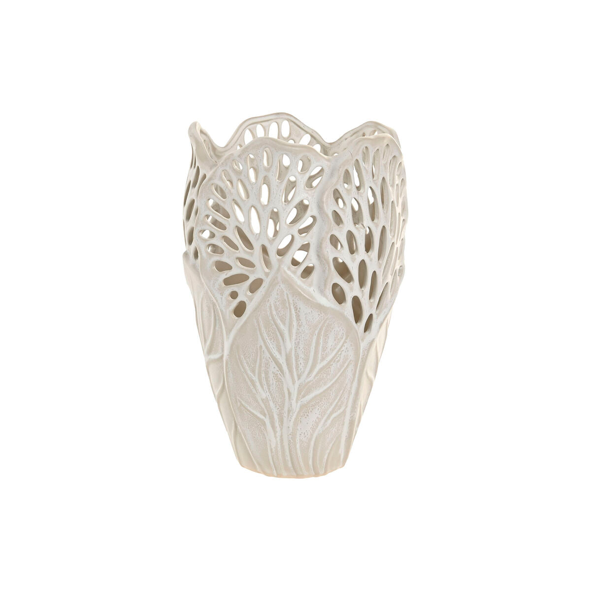 Vase Home ESPRIT Blanc Céramique Feuille d'une plante 23 x 23 x 36 cm