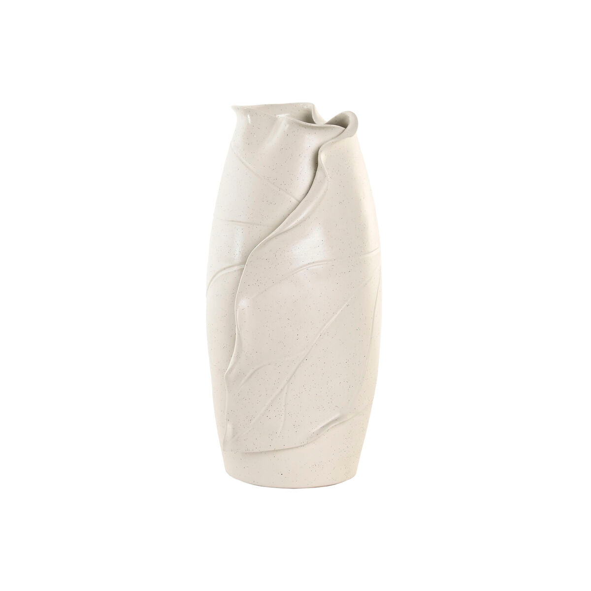 Vase Home ESPRIT Blanc Céramique Style artisanal Moderne Feuille d'une plante 21 x 21 x 40 cm