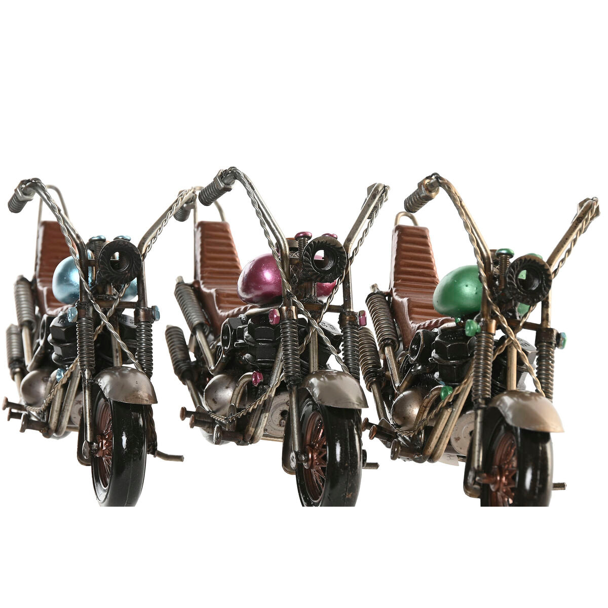 Figurine Décorative Home ESPRIT Bleu Vert Lila Moto Vintage 23 x 8 x 11 cm (3 Unités)