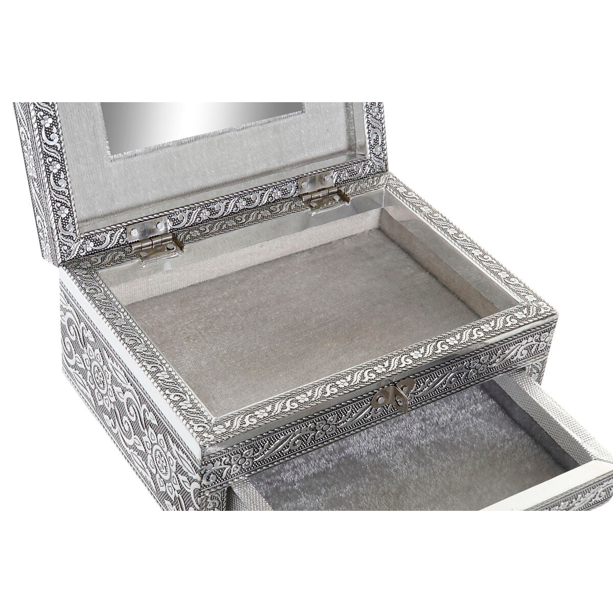 Boîte à bijoux Home ESPRIT Argenté Naturel Bois Aluminium 17,5 x 12,5 x 8,5 cm