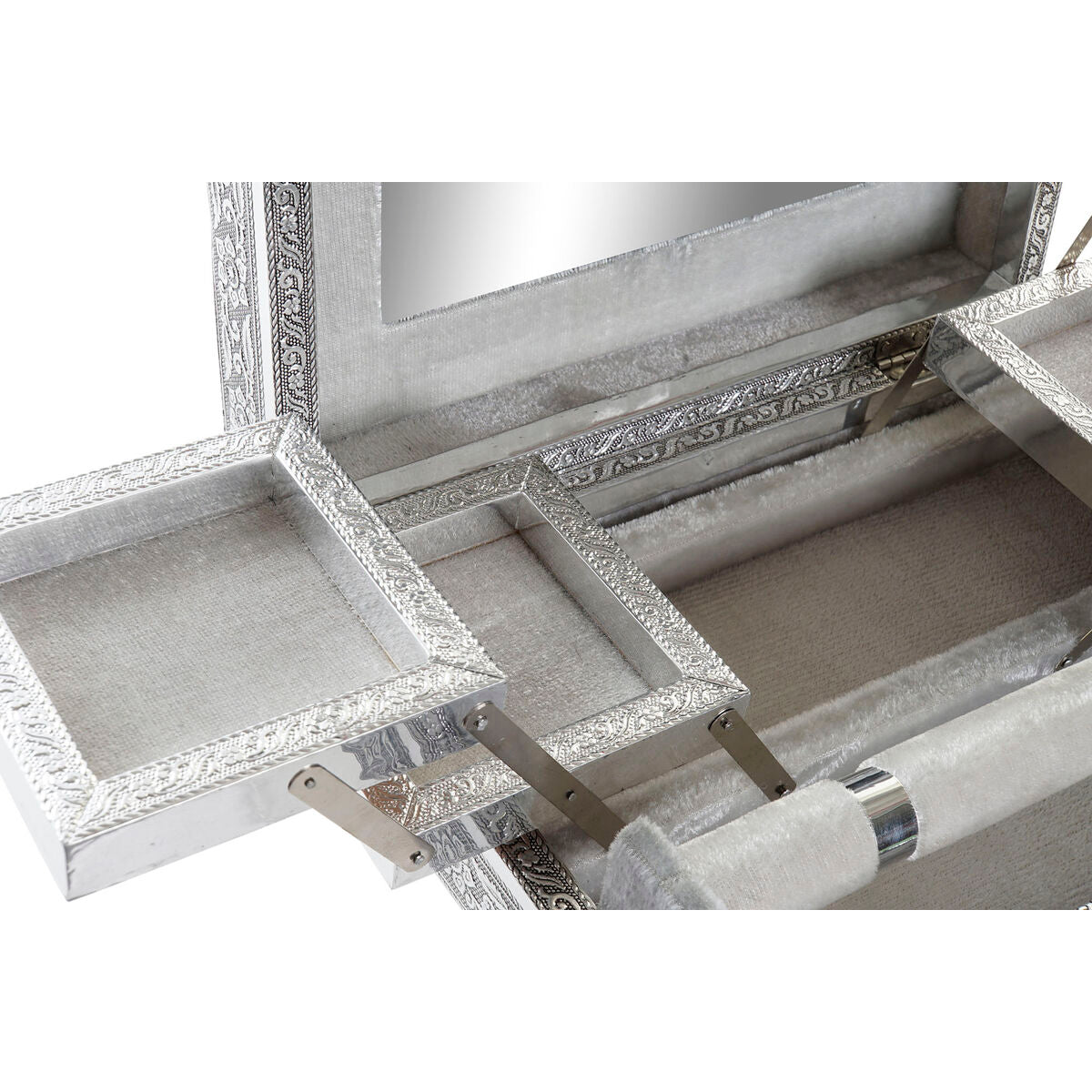 Boîte à bijoux Home ESPRIT Argenté Naturel Bois Aluminium 27,5 x 21 x 7,6 cm