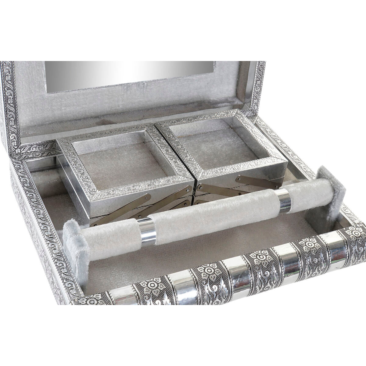 Boîte à bijoux Home ESPRIT Argenté Naturel Bois Aluminium 27,5 x 21 x 7,6 cm