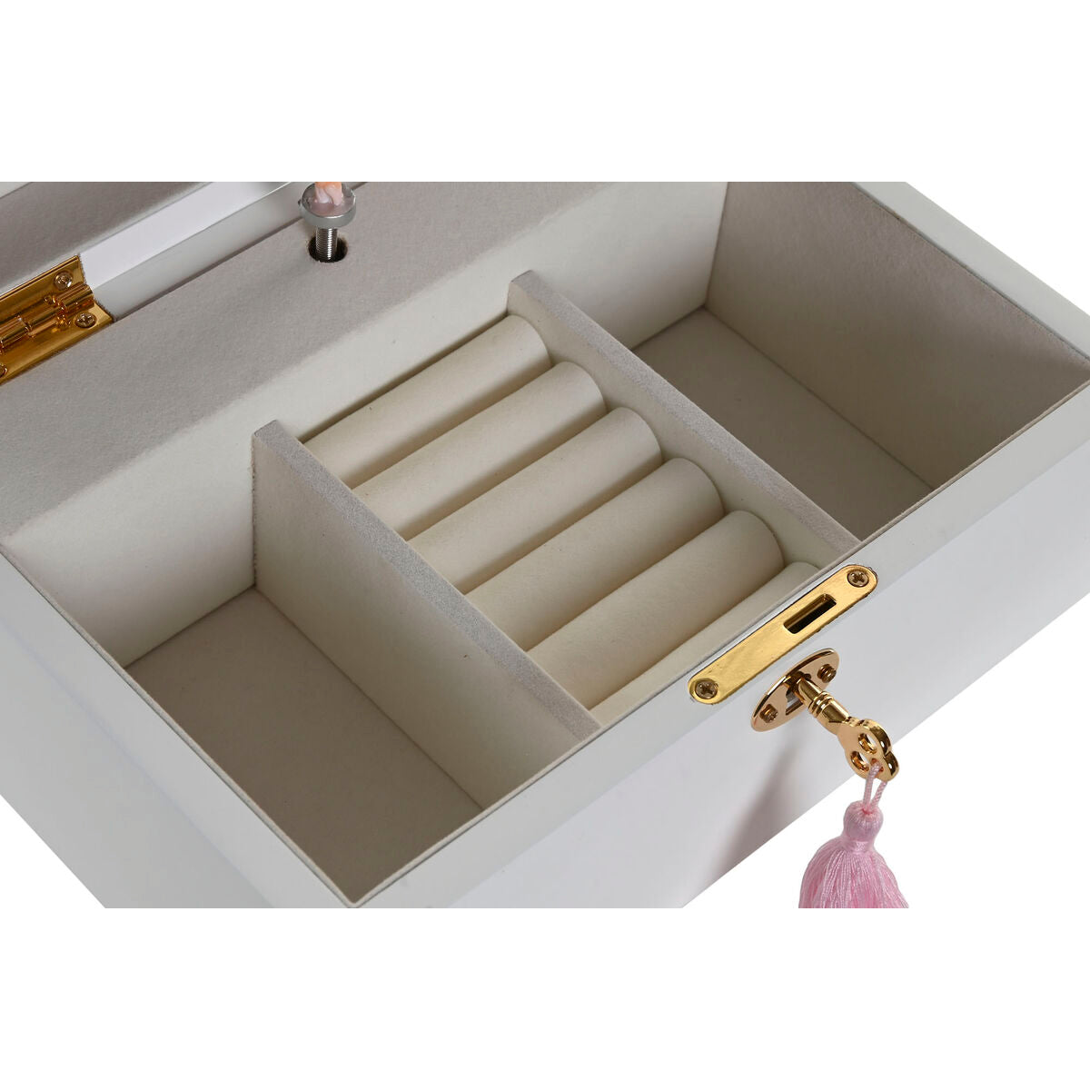 Boîte à bijoux Home ESPRIT Blanc Bois Miroir