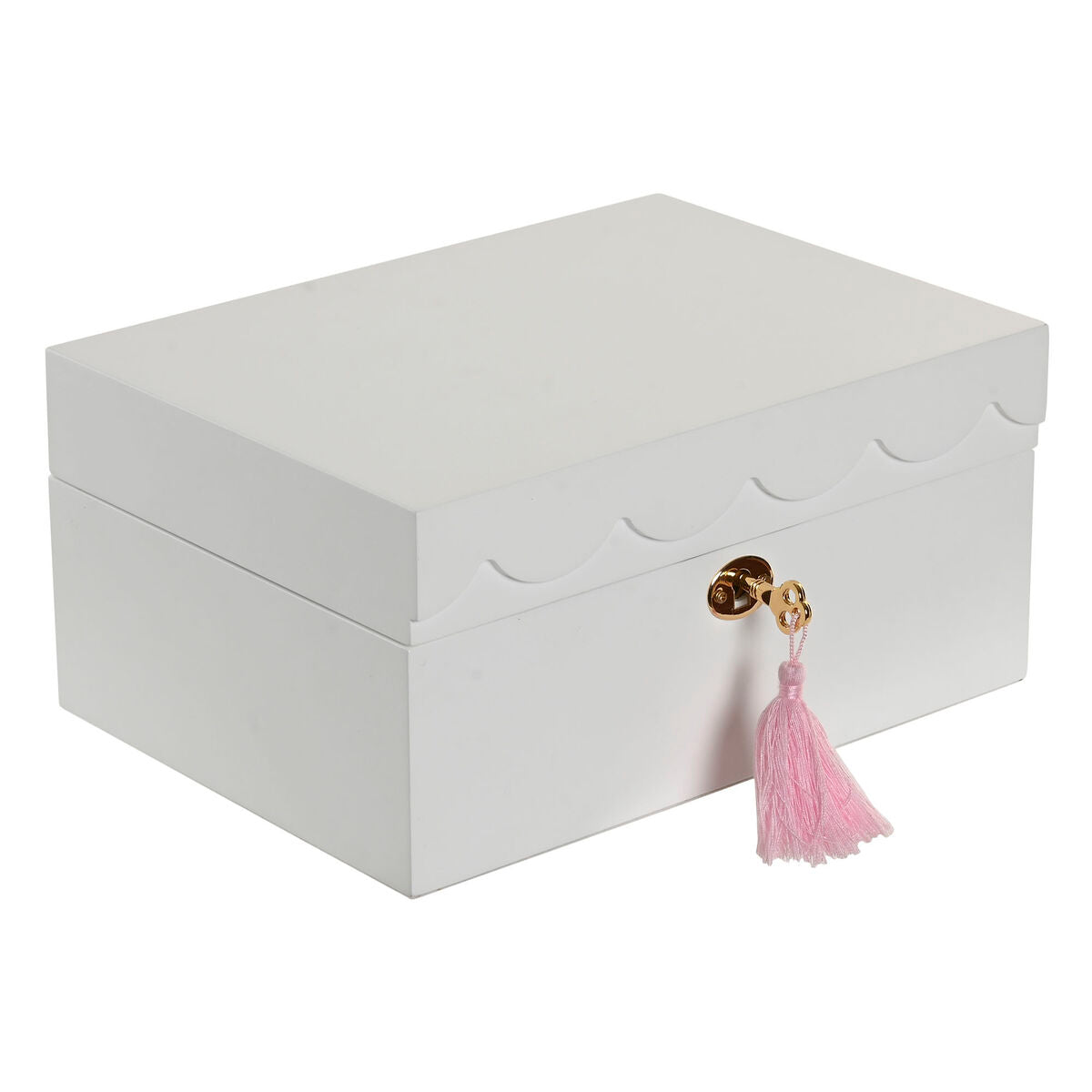 Boîte à bijoux Home ESPRIT Blanc Bois Miroir