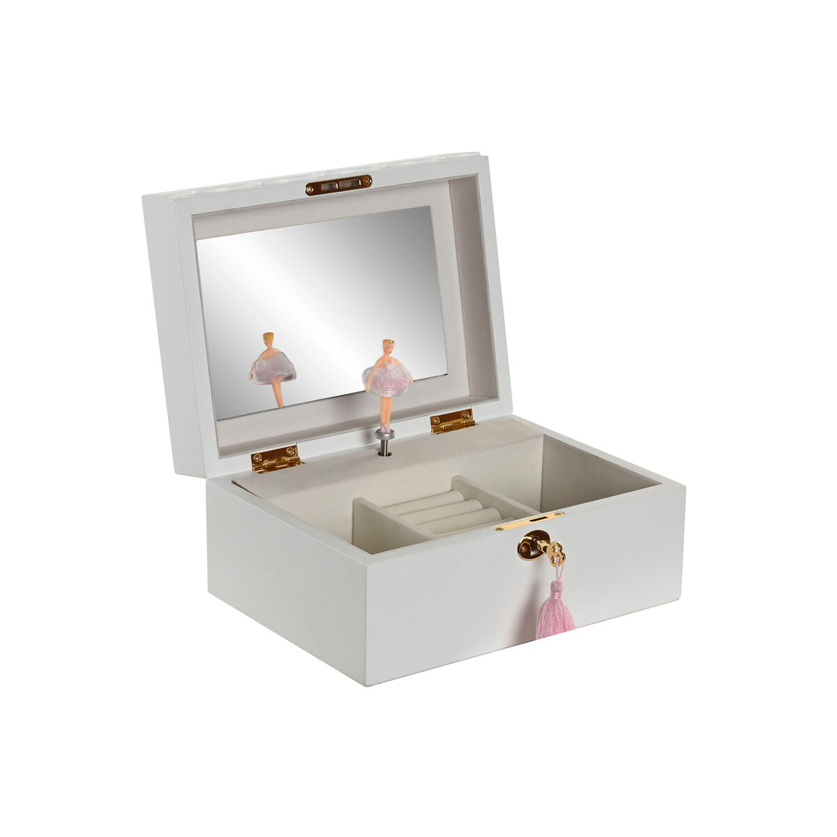 Boîte à bijoux Home ESPRIT Blanc Bois Miroir