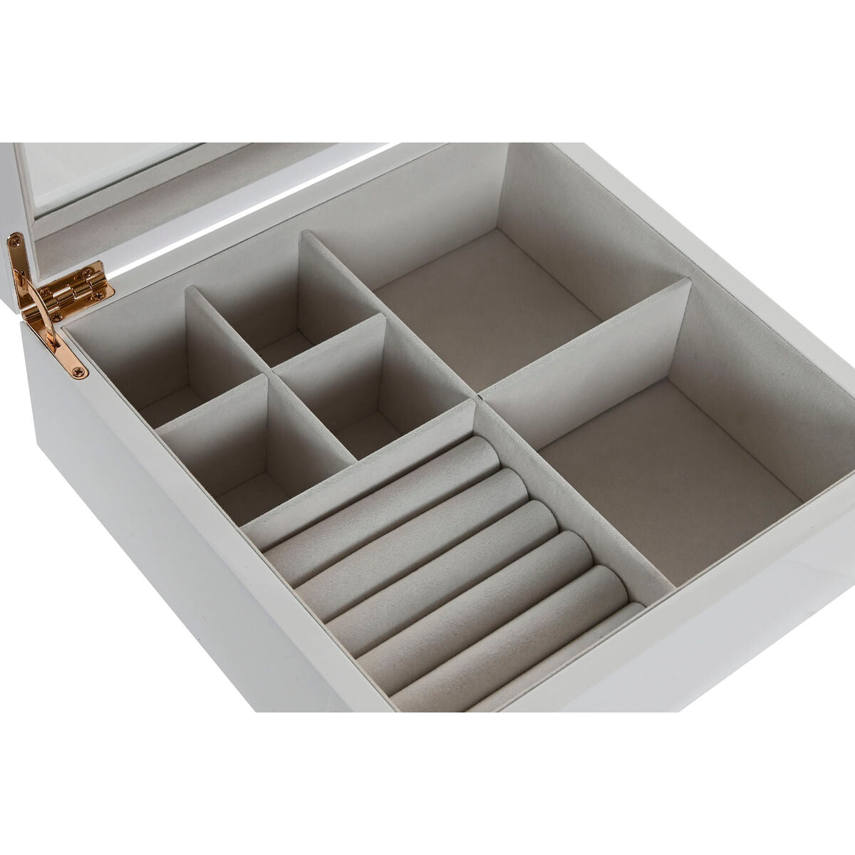 Boîte à bijoux Home ESPRIT Blanc Beige Bois Verre