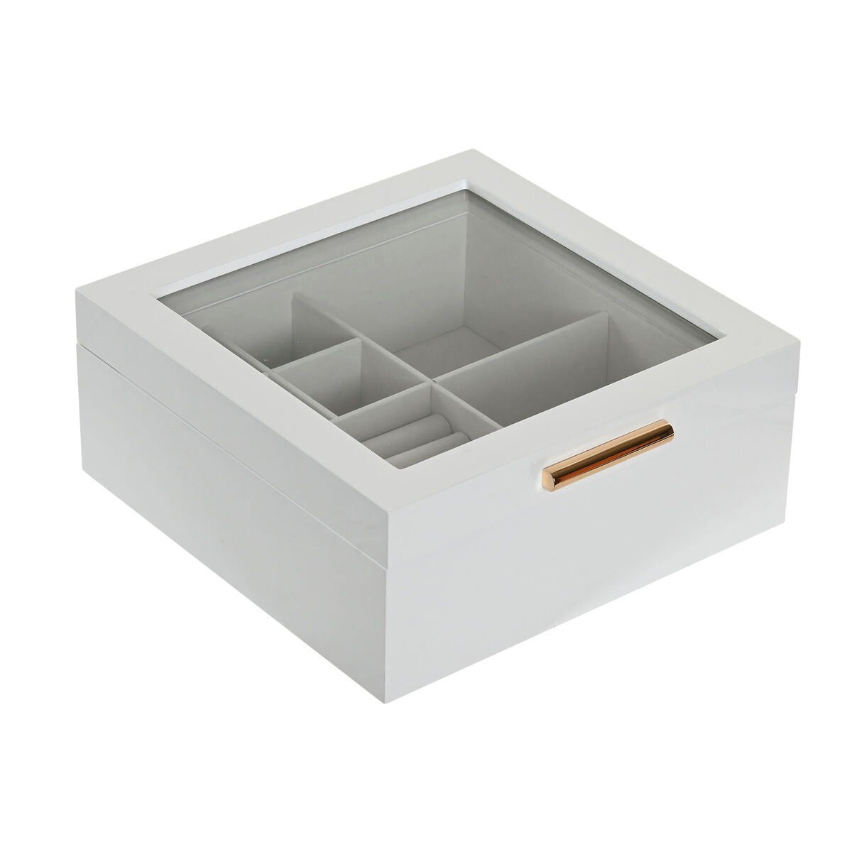 Boîte à bijoux Home ESPRIT Blanc Beige Bois Verre