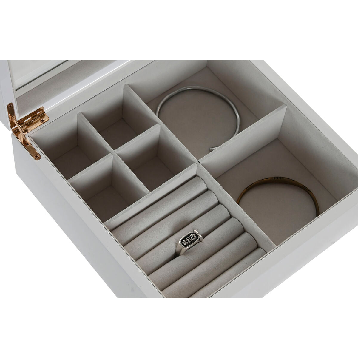 Boîte à bijoux Home ESPRIT Blanc Beige Bois Verre