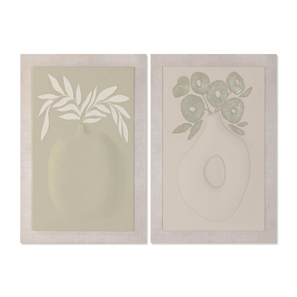 Toile Home ESPRIT Vert Beige Vase Scandinave 80 x 3 x 120 cm 80 X 10 X 120 CM (2 Unités)