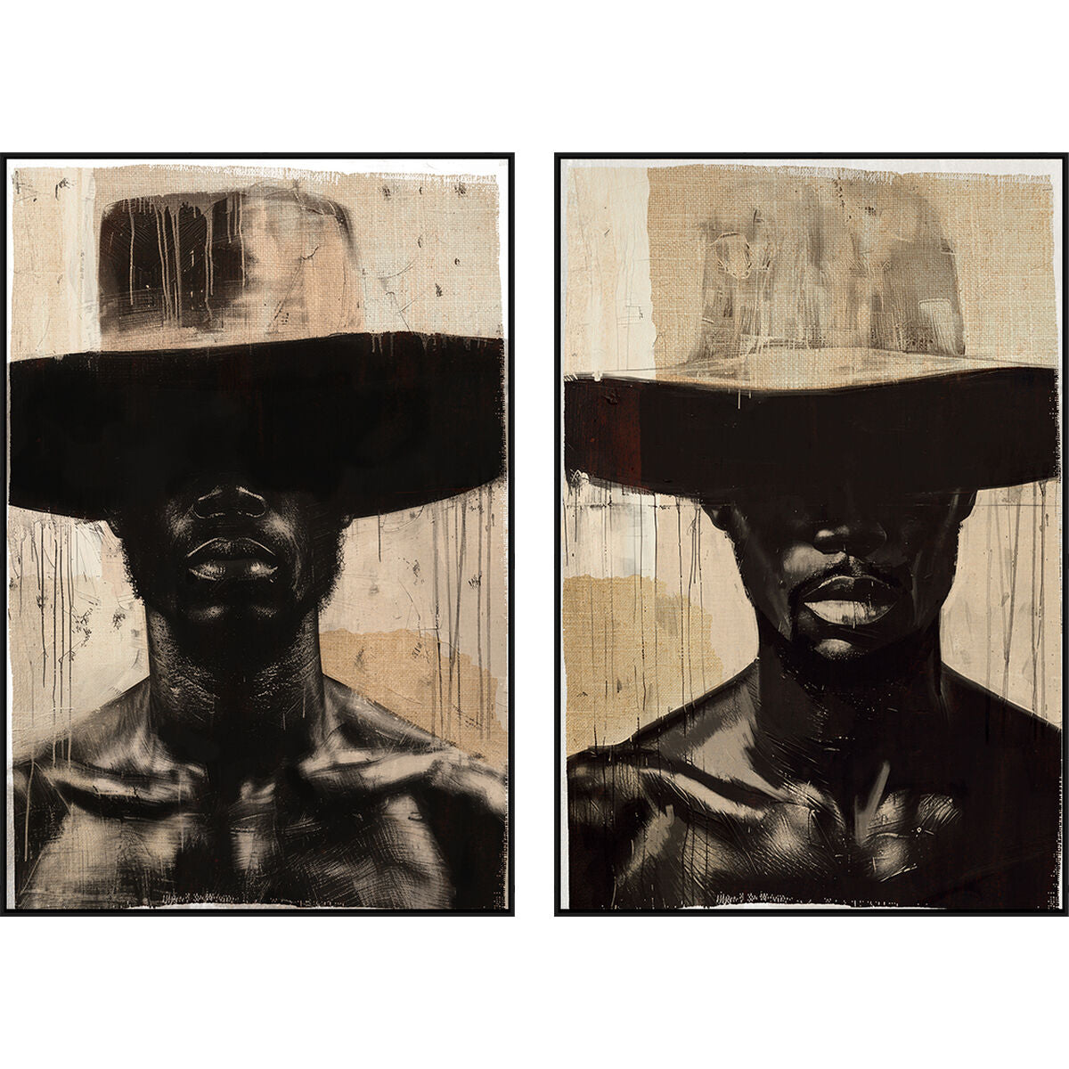 Toile Home ESPRIT Marron Noir Colonial (2 Unités)