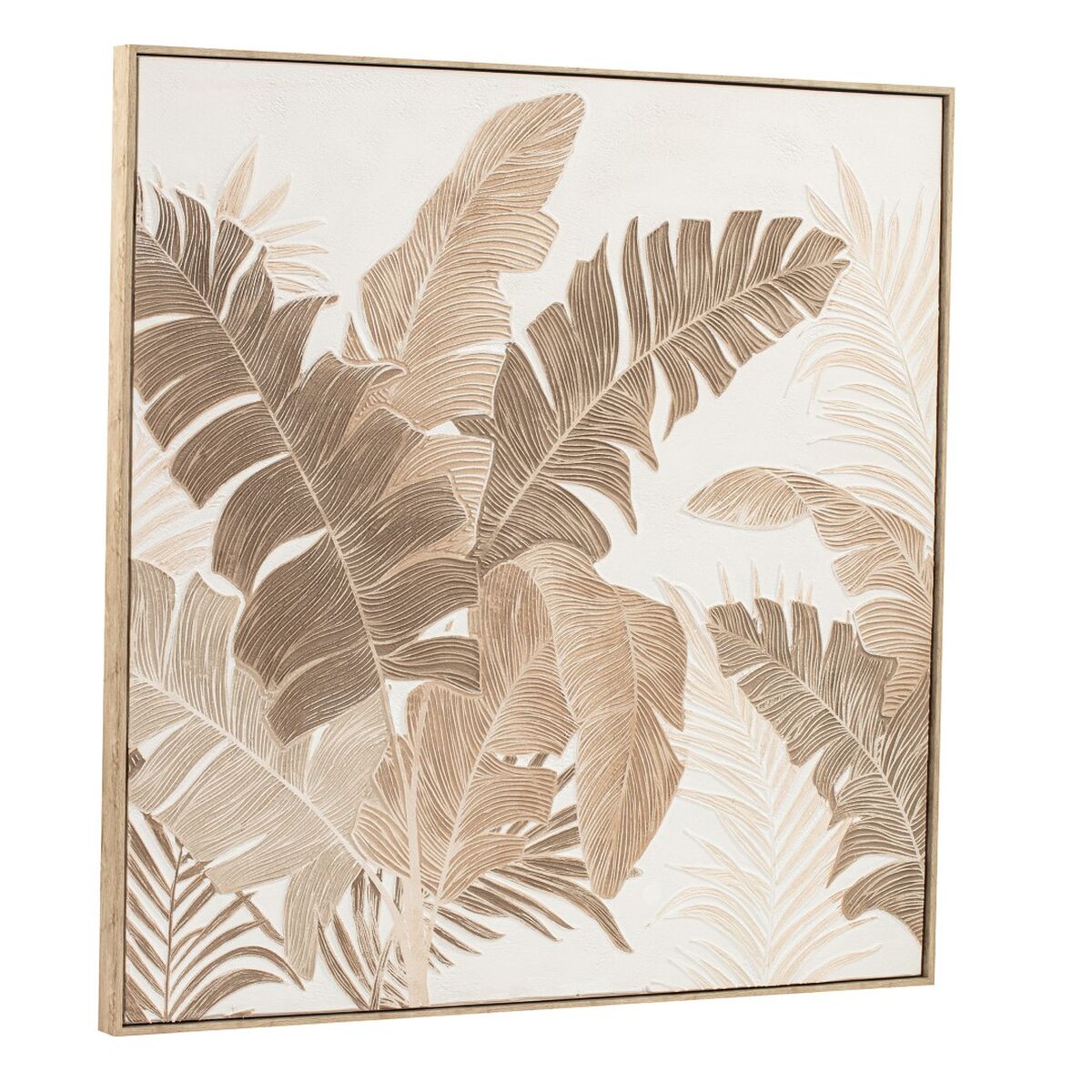 Cadre Home ESPRIT Blanc Naturel Volets Tropical Avec relief 102,5 X 4,5 X 102,5 CM (2 Unités)