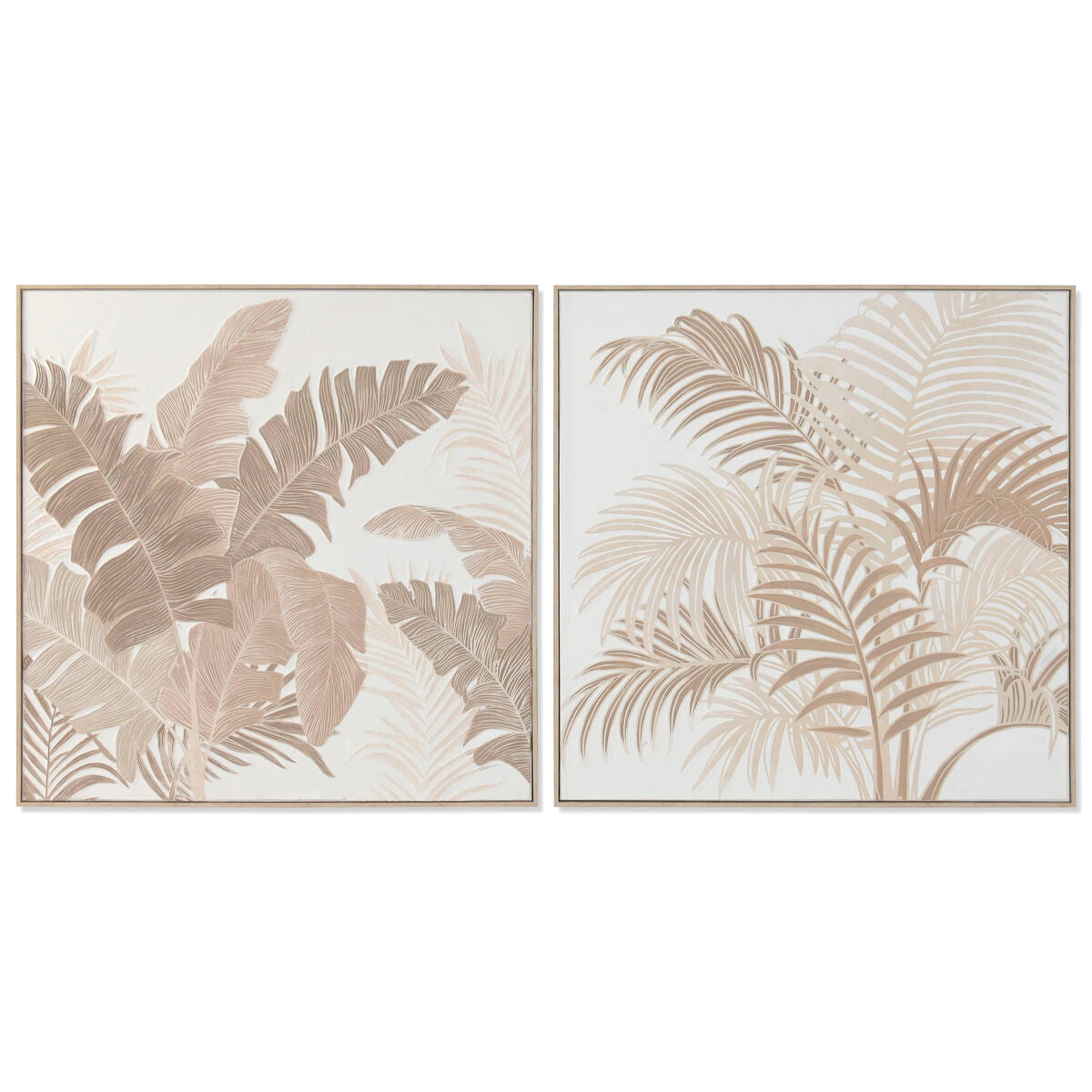 Cadre Home ESPRIT Blanc Naturel Volets Tropical Avec relief 102,5 X 4,5 X 102,5 CM (2 Unités)