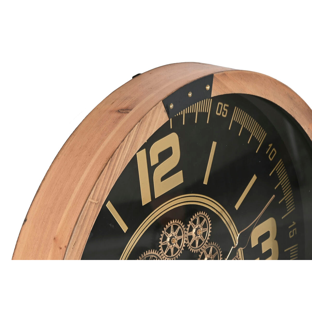 Horloge Murale Home ESPRIT Noir Naturel Verre Bois de pin Loft 63,5 X 8 X 63,5 CM