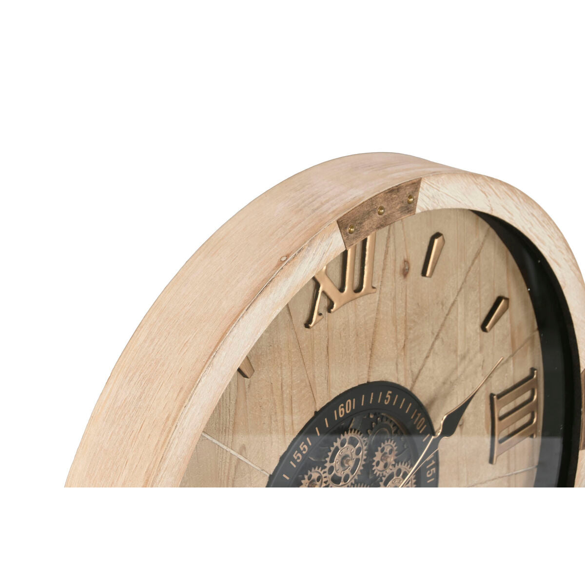 Horloge Murale Home ESPRIT Doré Naturel Verre Sapin Cottage 63,5 X 8 X 63,5 CM