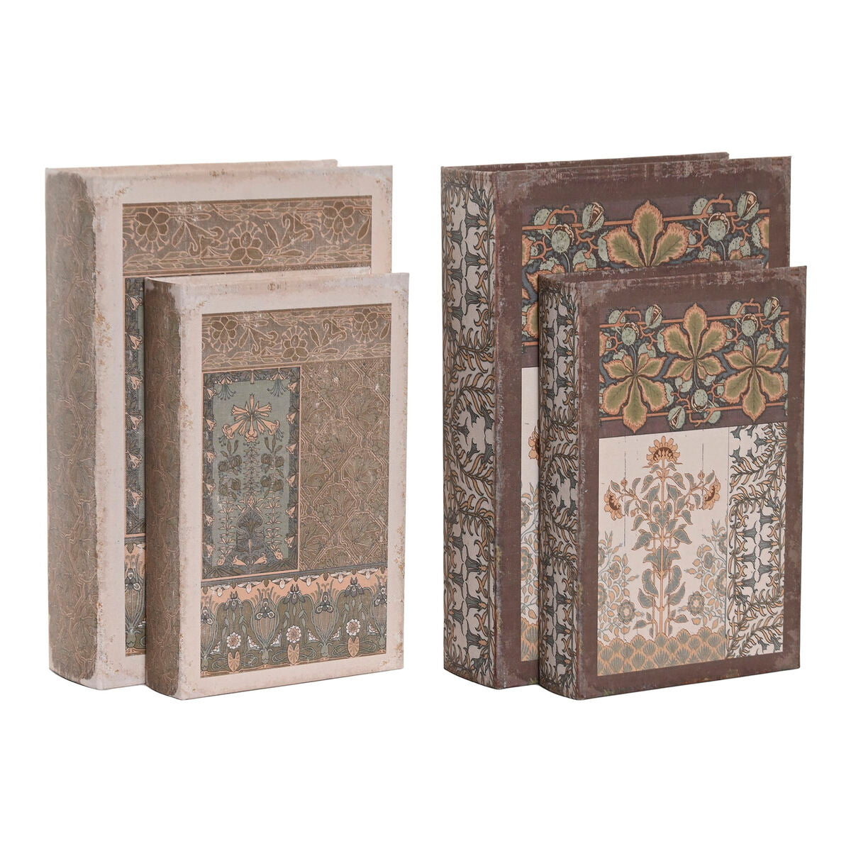 Boîte Décorative Home ESPRIT Beige Bordeaux Bois MDF (2 Unités)