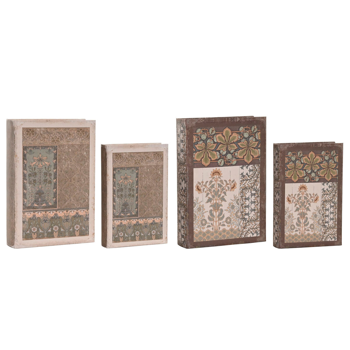 Boîte Décorative Home ESPRIT Beige Bordeaux Bois MDF (2 Unités)