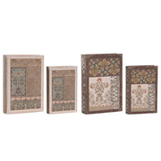 Boîte Décorative Home ESPRIT Beige Bordeaux Bois MDF (2 Unités)