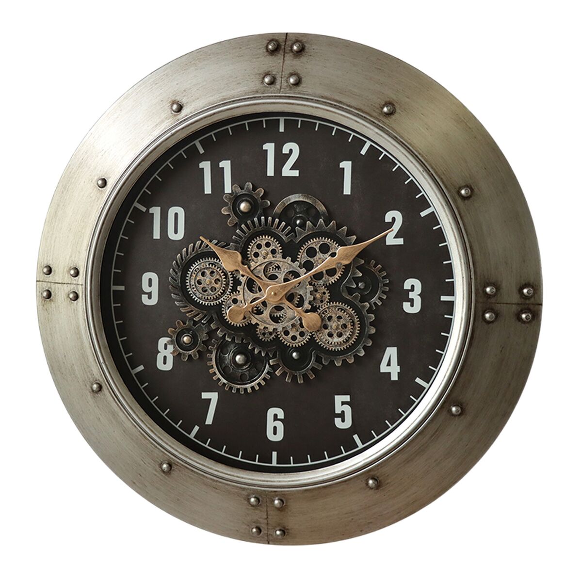 Horloge Murale Home ESPRIT Noir Argenté Verre Fer Loft 80 x 9 x 80 cm