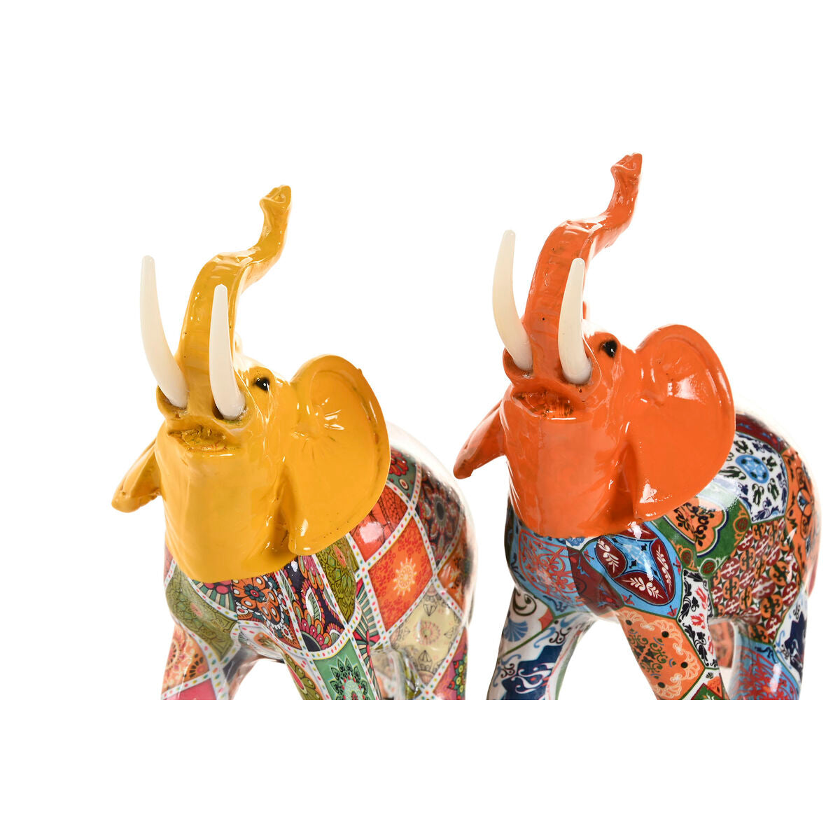 Figurine Décorative Home ESPRIT Jaune Multicouleur Orange Eléphant 16 x 7 x 17 cm (2 Unités)