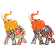 Figurine Décorative Home ESPRIT Jaune Multicouleur Orange Eléphant 16 x 7 x 17 cm (2 Unités)