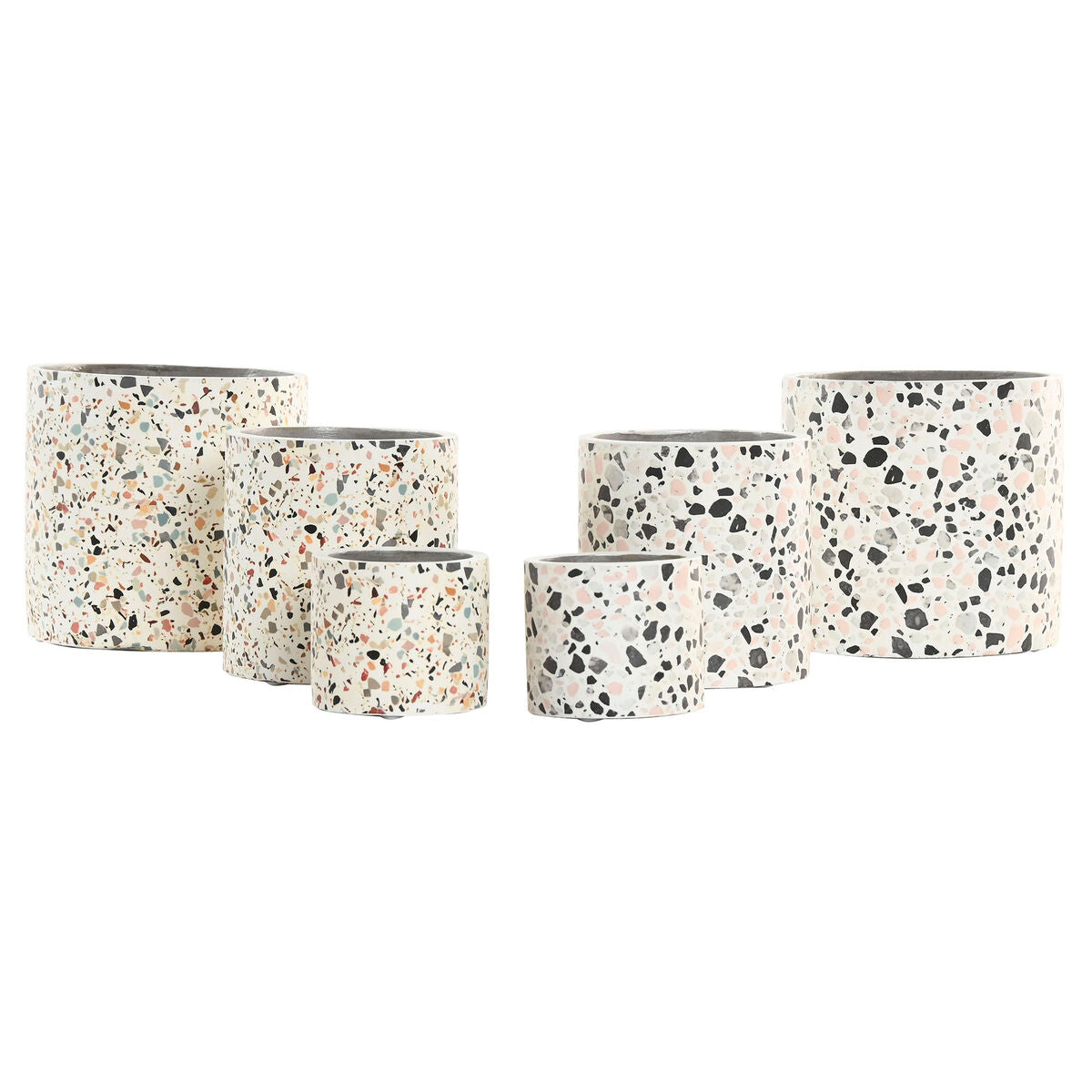 Cache-pot Home ESPRIT Blanc Multicouleur Ciment Urbaine 13 x 13 x 13 cm (3 Pièces) (2 Unités)