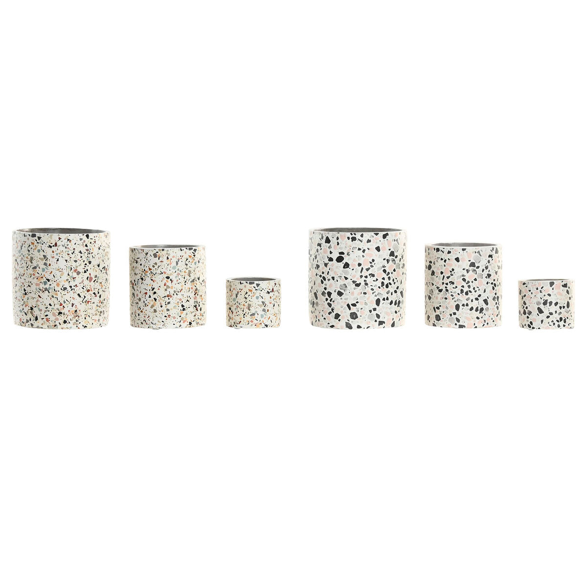 Cache-pot Home ESPRIT Blanc Multicouleur Ciment Urbaine 13 x 13 x 13 cm (3 Pièces) (2 Unités)