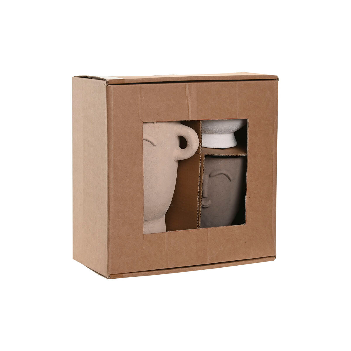 Ensemble de 3 Vases Home ESPRIT Multicouleur Grès Visage 17 x 11 x 22 cm (3 Pièces)