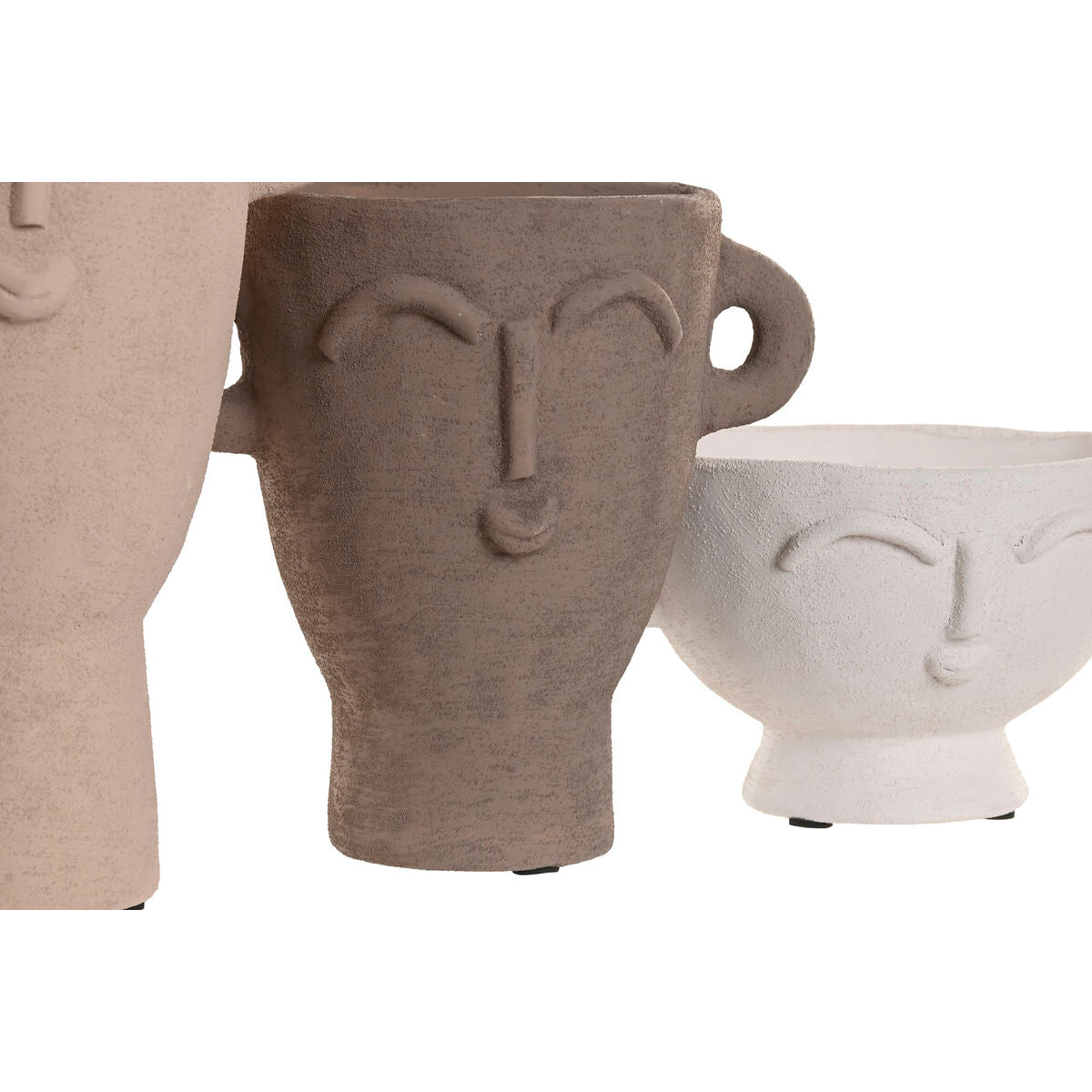 Ensemble de 3 Vases Home ESPRIT Multicouleur Grès Visage 17 x 11 x 22 cm (3 Pièces)