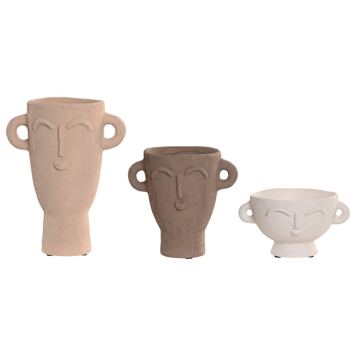 Ensemble de 3 Vases Home ESPRIT Multicouleur Grès Visage 17 x 11 x 22 cm (3 Pièces)