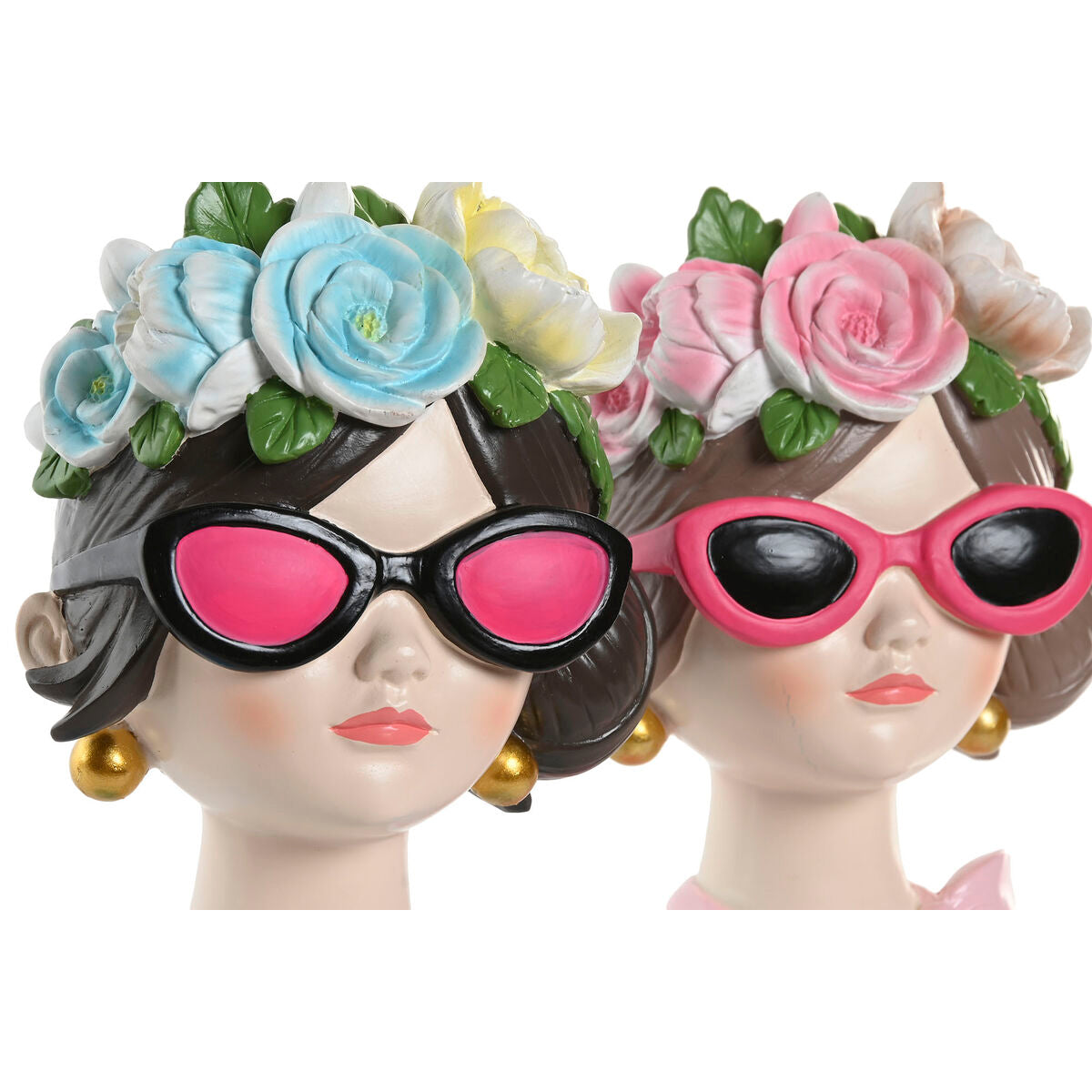 Figurine Décorative Home ESPRIT Bleu Rose Femme 14 x 10 x 20 cm (2 Unités)