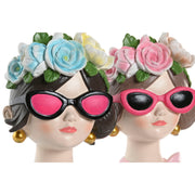 Figurine Décorative Home ESPRIT Bleu Rose Femme 14 x 10 x 20 cm (2 Unités)