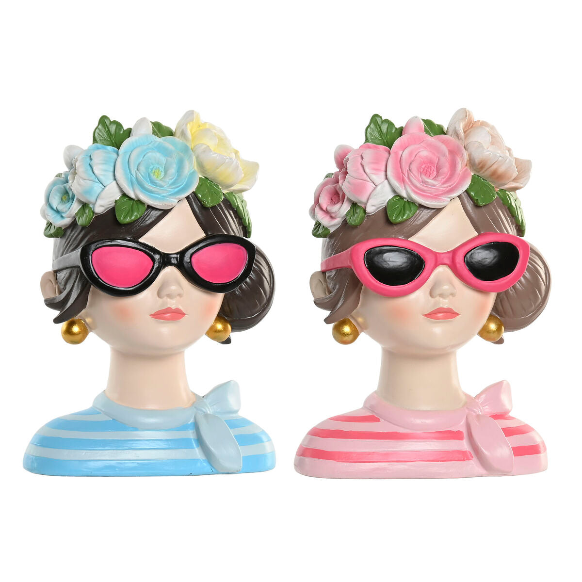 Figurine Décorative Home ESPRIT Bleu Rose Femme 14 x 10 x 20 cm (2 Unités)