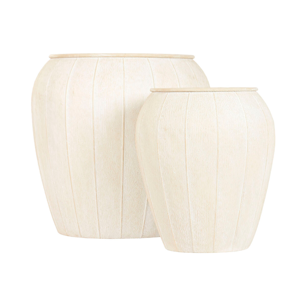 Cache-pot Home ESPRIT Beige Métal Scandi 50 x 50 x 49,5 cm (2 Pièces)