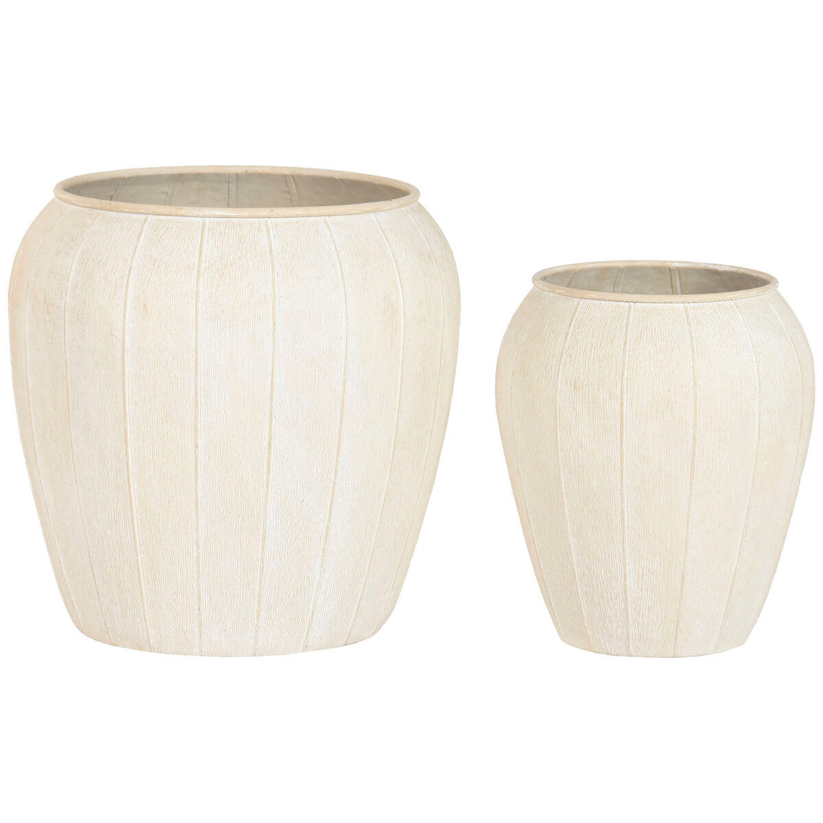 Cache-pot Home ESPRIT Beige Métal Scandi 50 x 50 x 49,5 cm (2 Pièces)