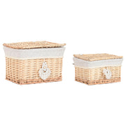 Boîte Décorative Home ESPRIT Naturel osier Boho (2 Pièces)
