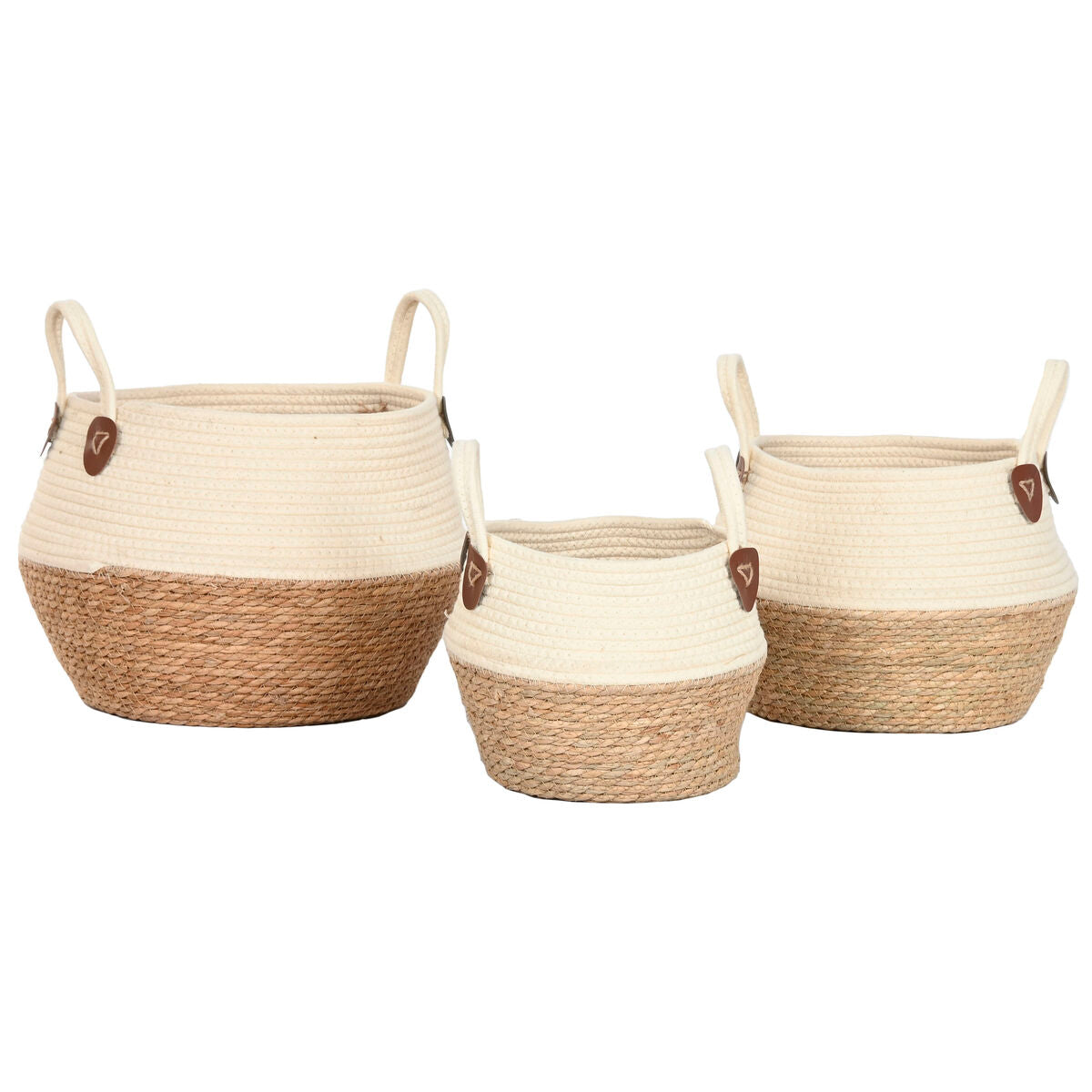 Boîte Décorative Home ESPRIT Crème Naturel Fibre naturelle (3 Pièces)