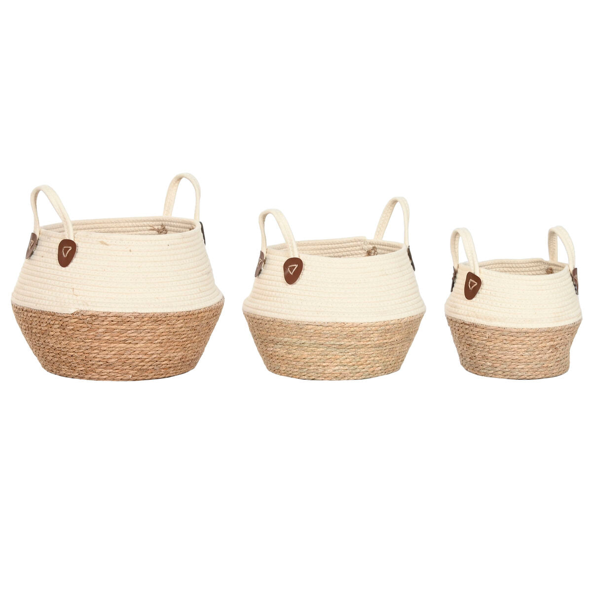 Boîte Décorative Home ESPRIT Crème Naturel Fibre naturelle (3 Pièces)
