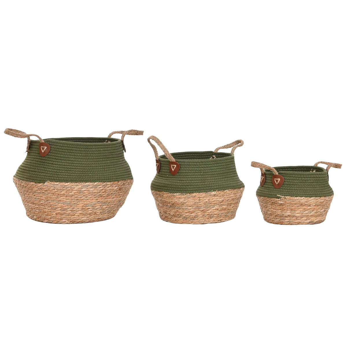 Boîte Décorative Home ESPRIT Vert Naturel Fibre naturelle (3 Pièces)