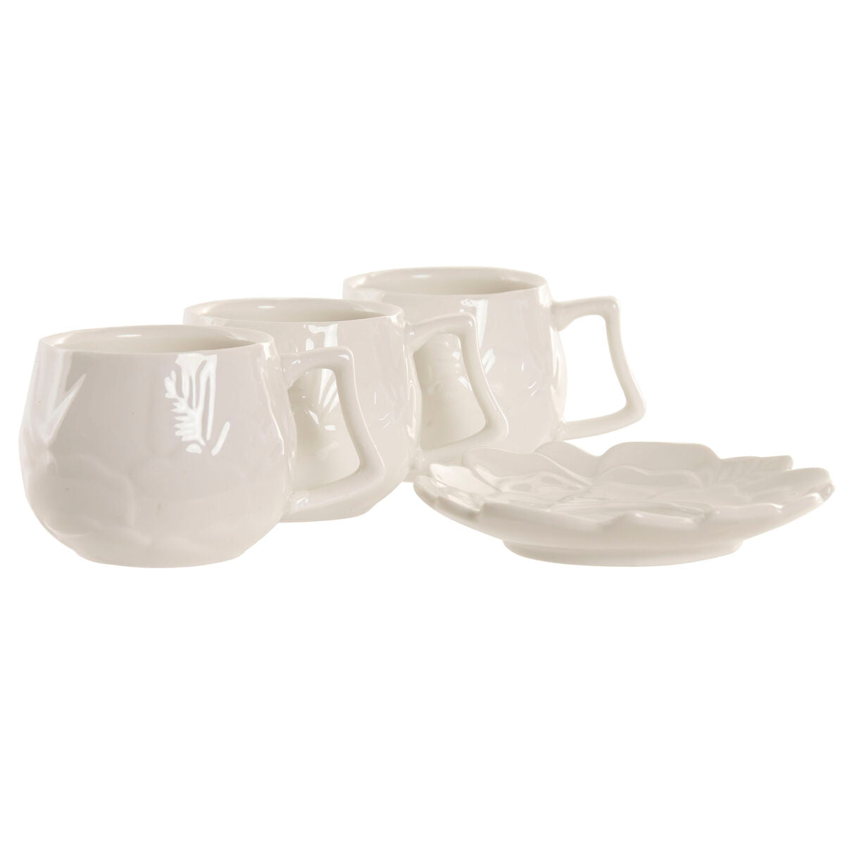 Jeu de 6 tasses avec plat Home ESPRIT Blanc Porcelaine 120 ml
