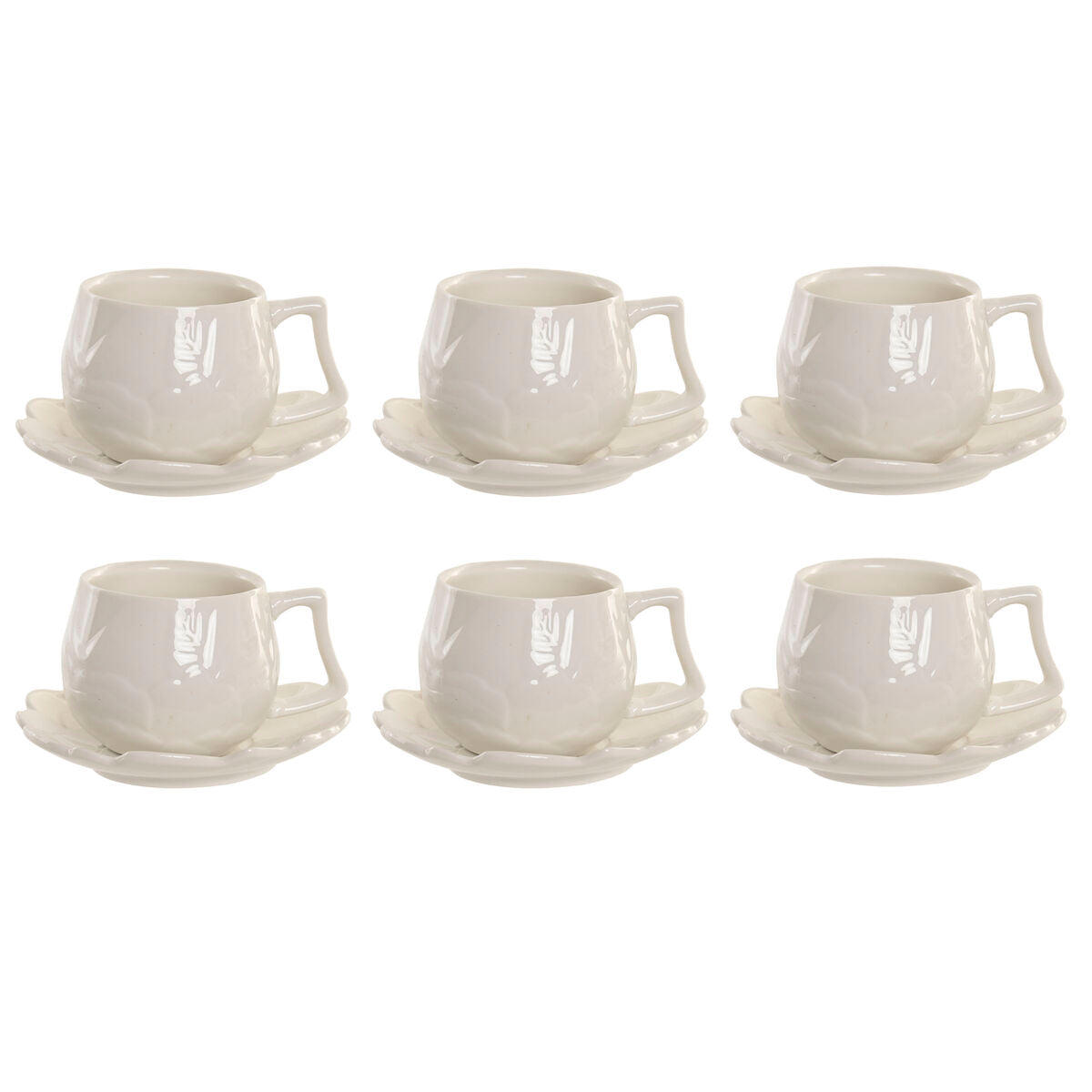 Jeu de 6 tasses avec plat Home ESPRIT Blanc Porcelaine 120 ml