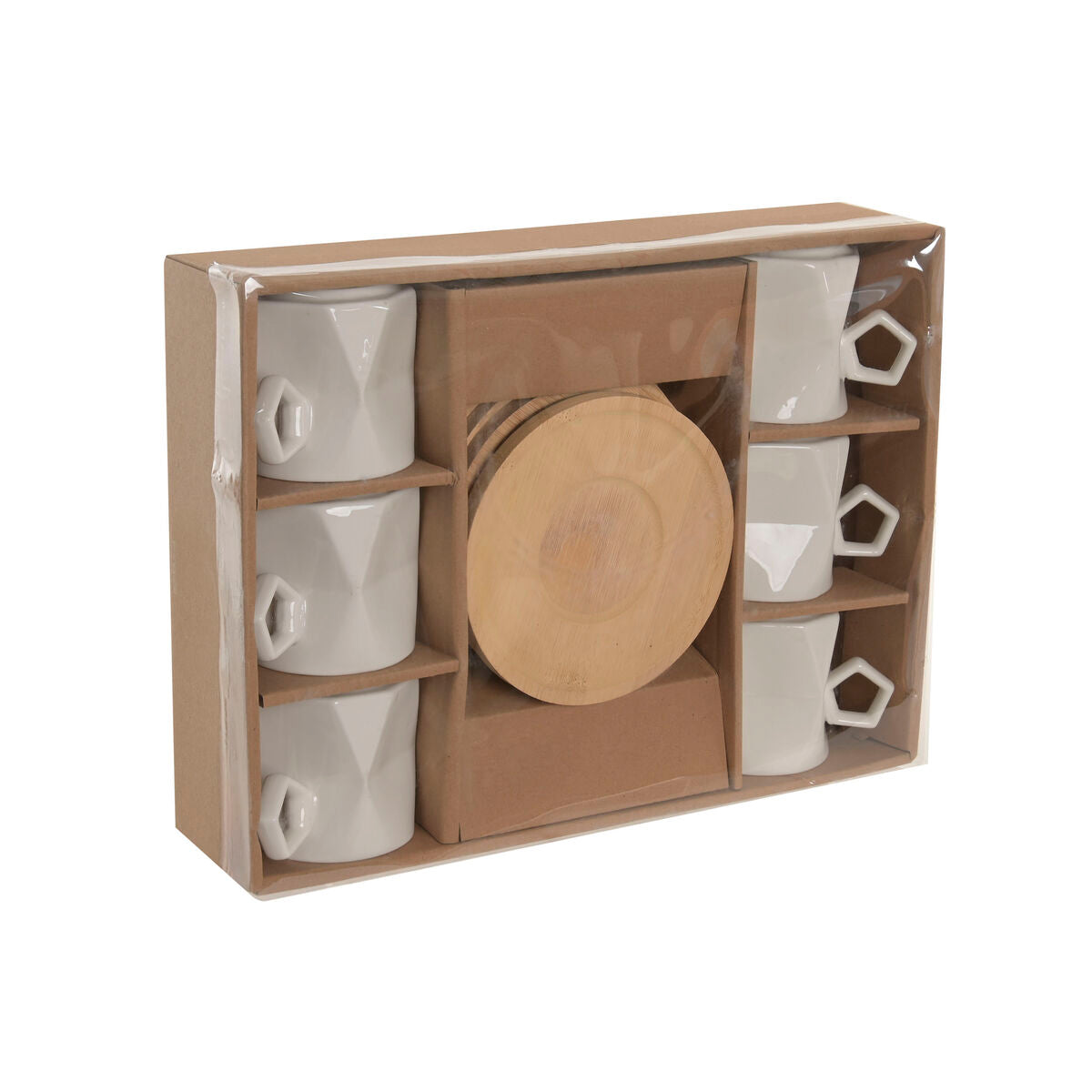 Jeu de 6 tasses avec plat Home ESPRIT Blanc Porcelaine 180 ml